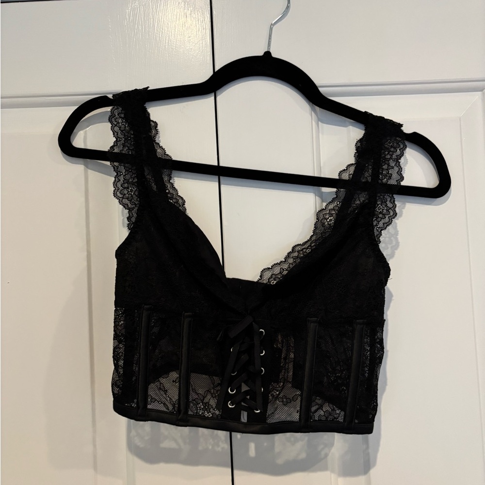 Victoria’s Secret Black Lace Corset Crop Top 🖤❤️‍🔥